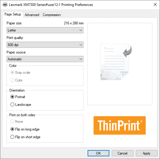 Cost-cutting printing preferences pre-defined