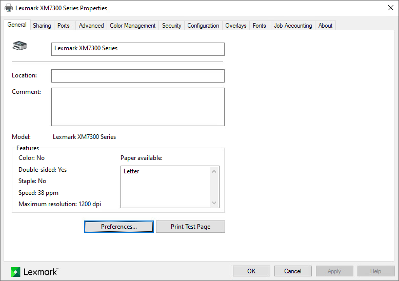 Setting the printing preferences